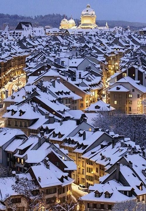 雪夜伯尔尼， 瑞士 