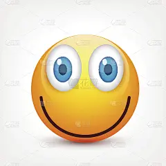 蓝眼睛的笑脸，表情包。黄脸带着情绪。面部表情。3 d现实emoji。伤心,高兴,生气的脸。有趣的卡通