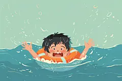 夏季安全插画谨防溺水常识