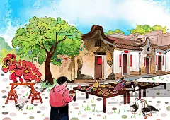 潮汕狮头鹅鹅肉民俗五连张之三 祭拜神明鸡鸭鹅拜三生场景图片素材