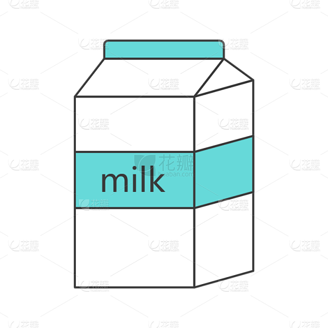 矢量-垃圾分类环保元素贴纸-牛奶盒