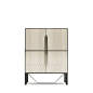 Wooden structure with n. 4 doors by pantograph. Metal details and base. Tempered glass shelves. Internal LED. Marble structure version. … Continued