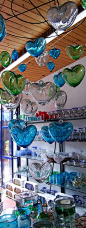 hand blown glass hearts.  Mexico