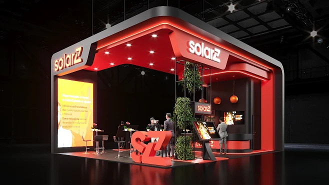 booth design exhibition stand Event Stand expo 3D visualization Render-花瓣网
