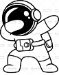 0737手绘涂色可爱卡通线描太空航天员搞怪宇航员PNG矢量设计素材-淘宝网