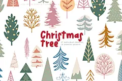 北欧风圣诞节无缝拼接图案墙纸壁纸EPS矢量素材 Christmas Tree Seamless Pattern