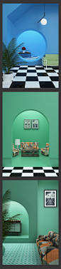 双十一电商C4D促销3D立体室内家具装饰场景背景bannerPSD设计素材