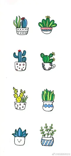 一波小盆栽手绘简笔画 ​​​​