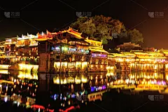 夜晚,自然美,菲尼克斯市,城镇,远古的,湖南省,箭术,水,天空,美_4654617617