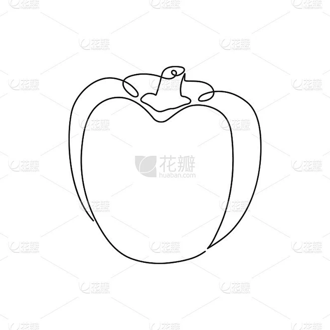 花椒单线艺术，程式化的连续轮廓。手绘图的轮廓。素食，维生素蔬菜健康的生活方式，均衡的营养，正确的饮食