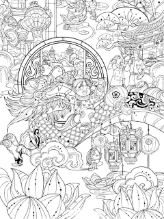 鹤老板de采集到【插画】国潮线稿