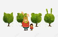 兔子和小孩 森林系 童话 元素 免抠png 设计图片 免费下载 页面网页 平面电商 创意素材