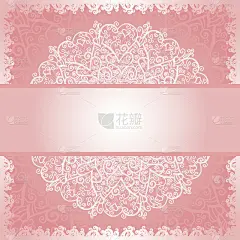 背景与抽象花卉花边装饰和心