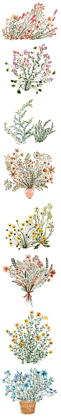 Dainty watercolor flowers, by Vikki Chu #art #journal