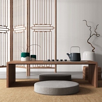 新中式屏风茶桌椅组合
