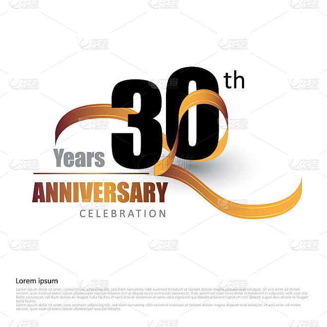 30周年纪念标志模板与缎带
