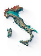 Italy, colour variations on 3D elevation : Collection of Shaded relief maps about Italy with different elevation tint ramps.
