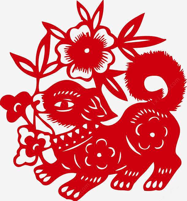 新年剪纸 新年海报 狗剪纸 狗年 狗年剪纸 狗年剪纸艺术 背景窗花