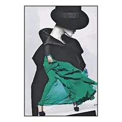 服装店女人装饰画轻奢人物画时尚黑白画工作室美容院背景墙壁画绿-淘宝网