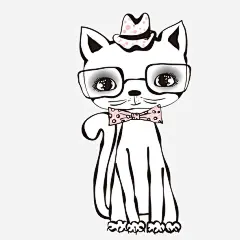 手绘卡通漂亮带眼镜小猫高清素材 T恤设计 带眼镜小猫 手机壳贴纸 插画 服装设计 笔记本封面设计 贺卡 免抠png 设计图片 免费下载