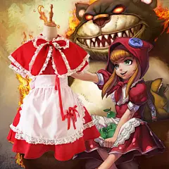 英雄联盟lol cos 小红帽安妮女仆装cosplay服装圣诞节女巫五件套-淘宝网