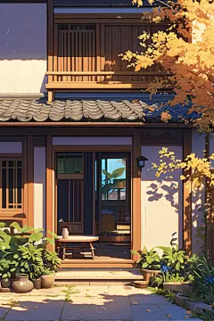 乡村建筑立秋插画设计