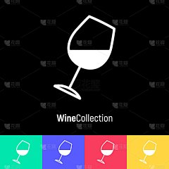 葡萄酒和酿酒的标志。倾斜的酒杯细线图标。矢量插图。