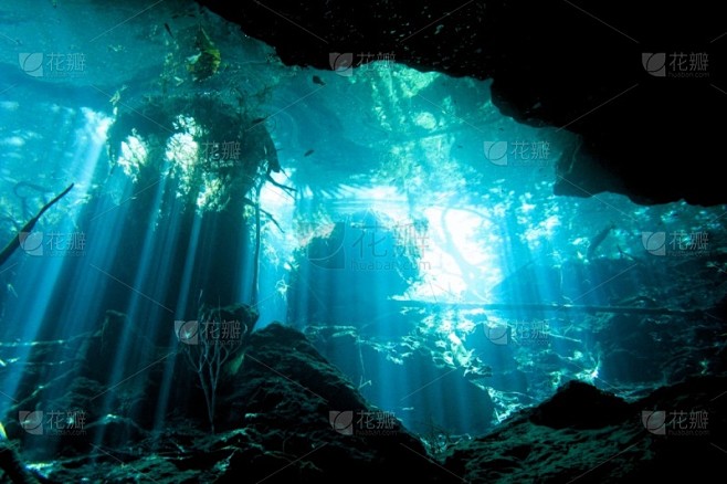 水肺潜水,沼穴,洞穴,洞,水,水平画幅,...