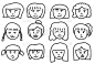 Collection of girls freehand drawing emoticons.