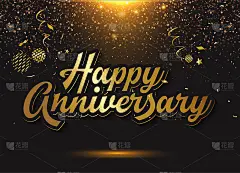 生日贺卡，横幅。美丽的问候海报与书法金字缎带星。手绘设计元素。手写现代笔刷字母在黑色背景孤立向量-向