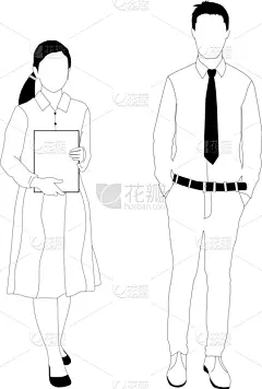 分离着色,简单,女人,青年男人,时尚,可爱的,白色,人,男人