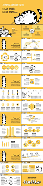 黄色创意卡通猫咪个人工作总结PPT模板