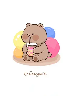 喝奶茶的小熊 | 简笔画 - 小红书
