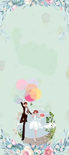 婚纱摄影蓝色手绘花卉婚礼宣传易拉宝 背景 设计图片 免费下载 页面网页 平面电商 创意素材
