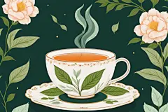 手绘文艺嫩绿醇厚香气茶叶插画