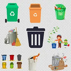 环保垃圾桶垃圾分类图标海报素材背景图片PNG