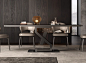意式简约现代黑色岩板餐桌椅组合长方形复古小户型侘寂风家用-tmall.com天猫