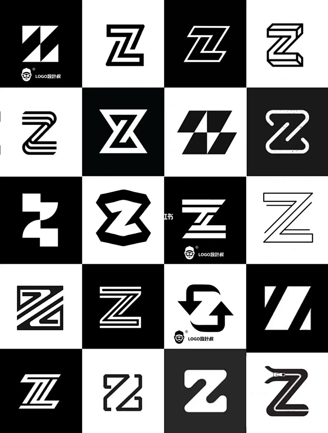 灵感采集⭐300个字母Z元素图形logo...