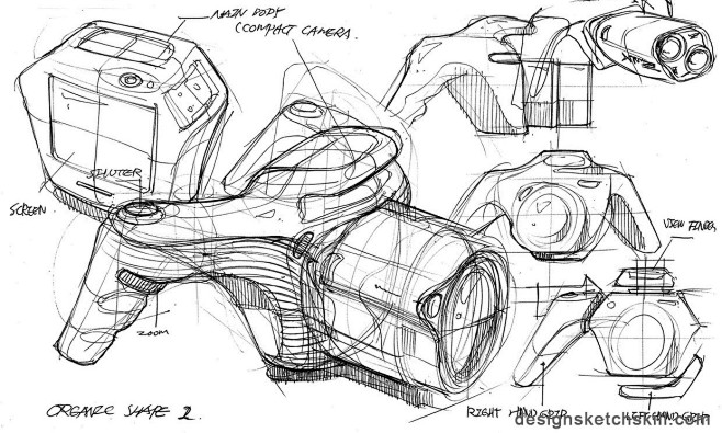 相机前期设计草图思维手绘-产品设计手绘-...
