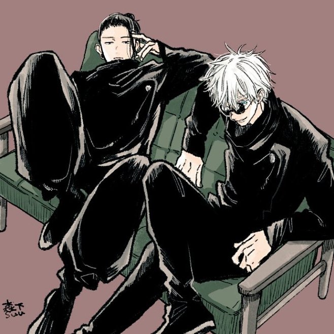 漫画家森下suu画的五条悟和夏油杰 ​​...