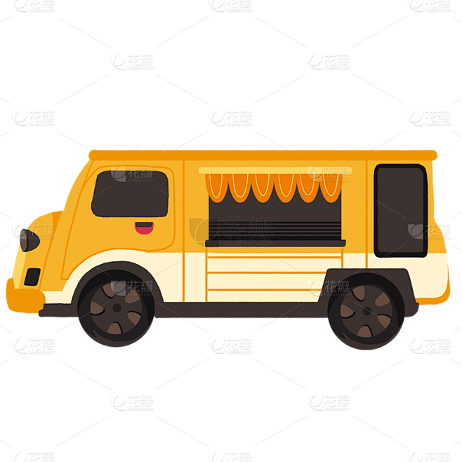 手绘-自驾游元素贴纸-房车