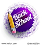 Vector design template for Back to school. school supplies icons, sharp wooden pencil and 3d Welcome Back to School text.