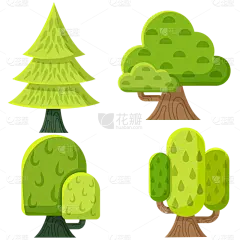 极简绿色树木插画元素