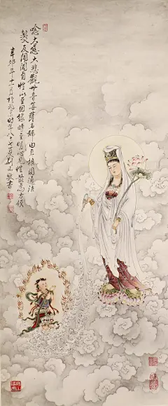 观音与善财童子 | 夏荆山书画艺术数字典藏