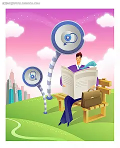 看报纸的西装男时尚人物插画AI|绘画设计|角色|卡通人物|卡通人物图片|看报纸的男人|漫画人物|人物插画|人物素材|人物图片|矢量人物|矢量图|手绘人物|水彩