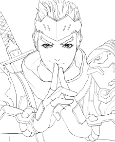 守望先锋,线稿,灵雀源氏璃茉冬梦采集到线稿采集pixiv.