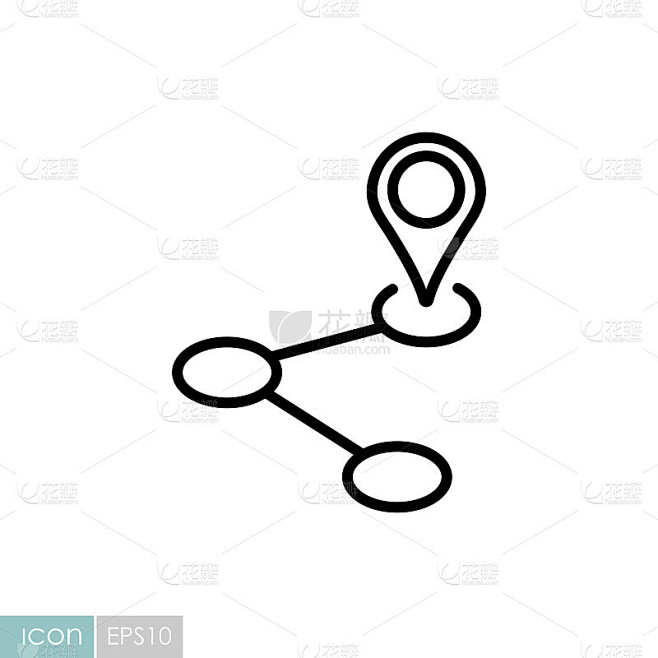 路线矢量图标。导航信号