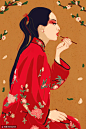 红妆女红京剧花旦上妆手绘戏曲人物插画 民俗民风 中国风