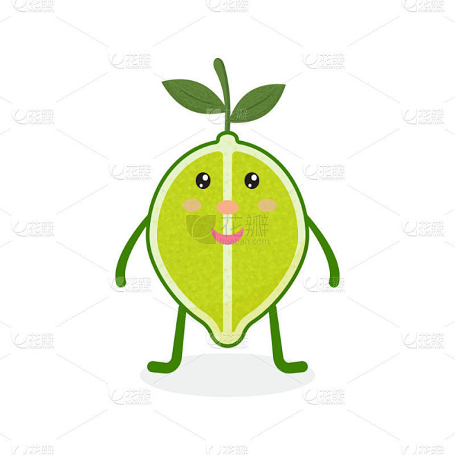 可爱的,酸橙,卡通,乐趣,柑橘属,果汁,绿色,矢量,绘画插图,水果