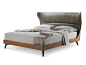 Tanned leather double bed MAMY BLUE BED by Poltrona Frau | design Roberto Lazzeroni